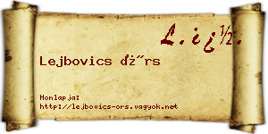 Lejbovics Örs névjegykártya